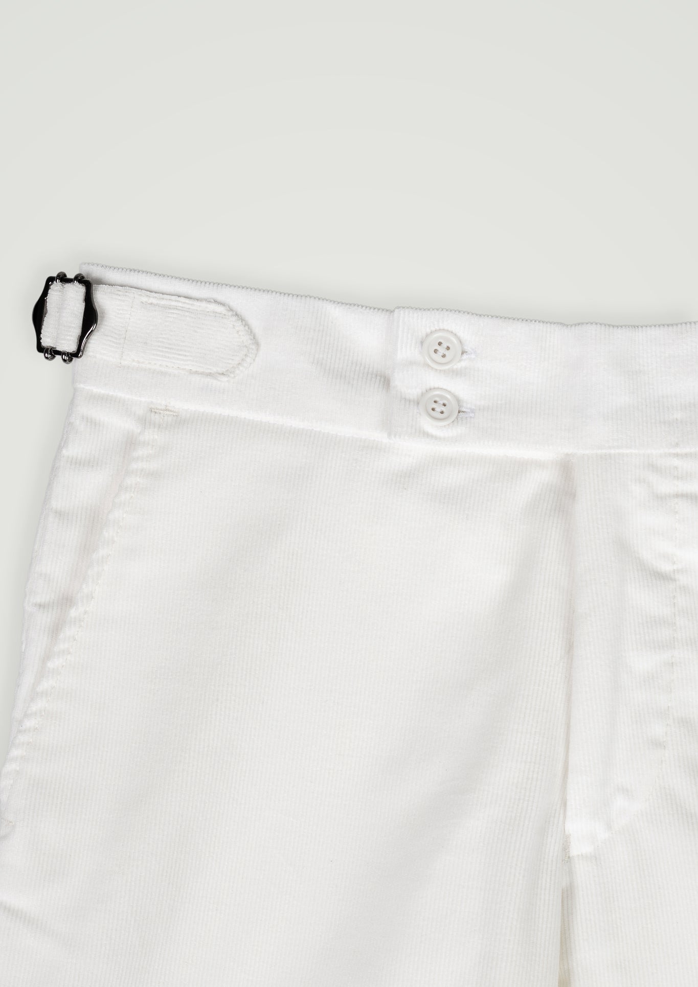 WHITE COTTON TROUSERS WITH SIDE ADJUSTERS