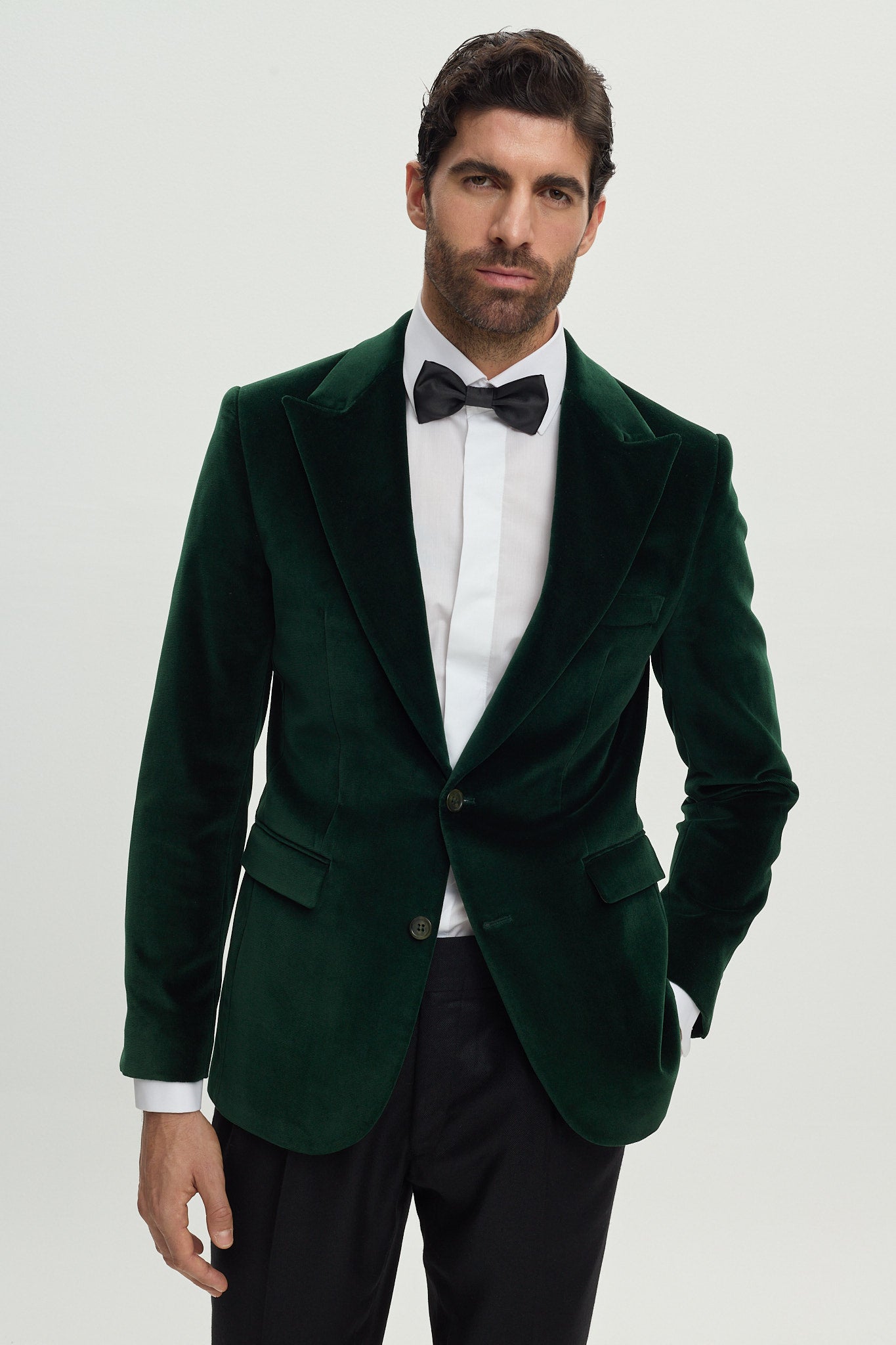 VELVET GREEN TUXEDO JACKET