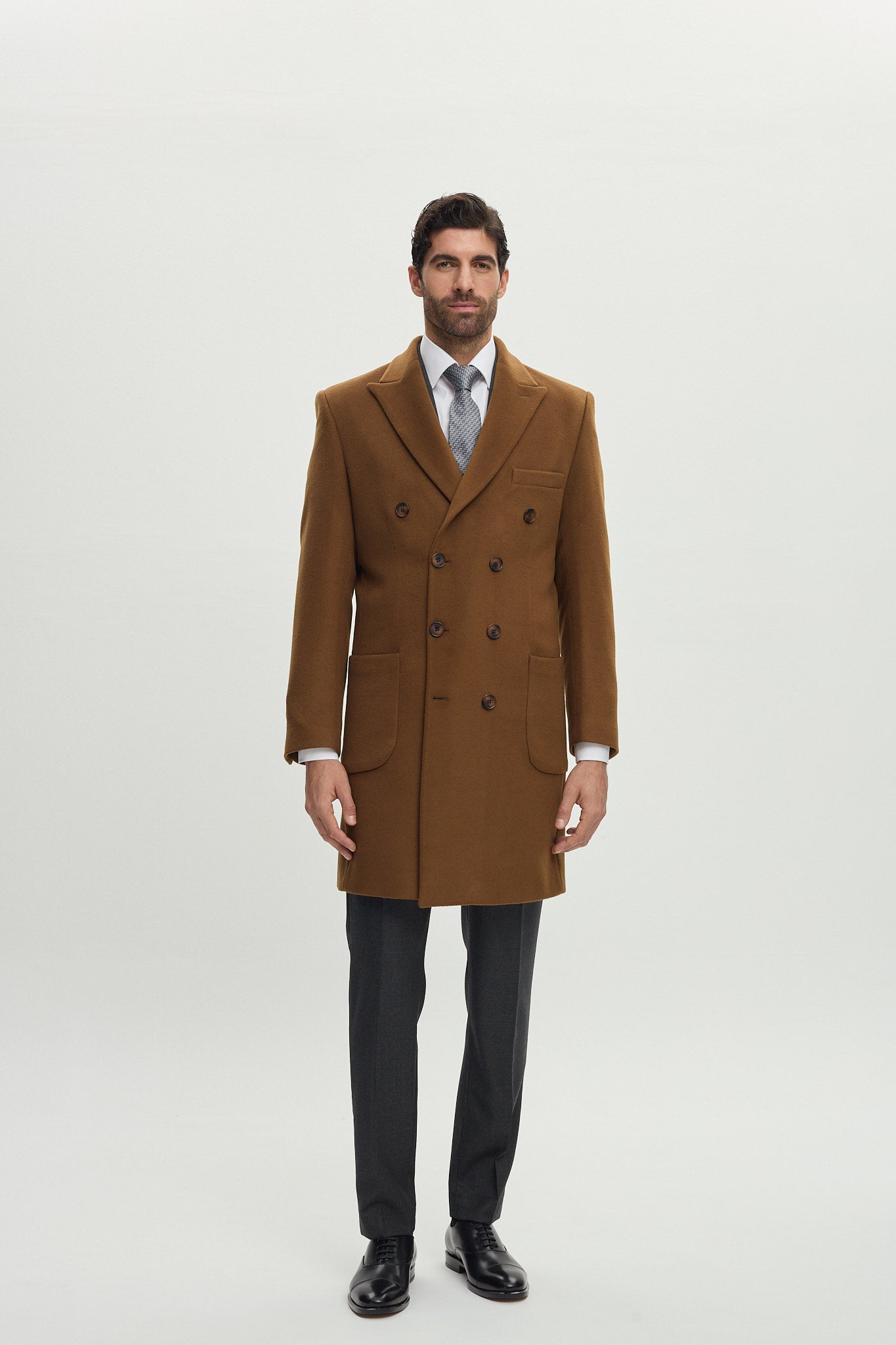 Wool & Cashmere Coat Camel Double Breasted