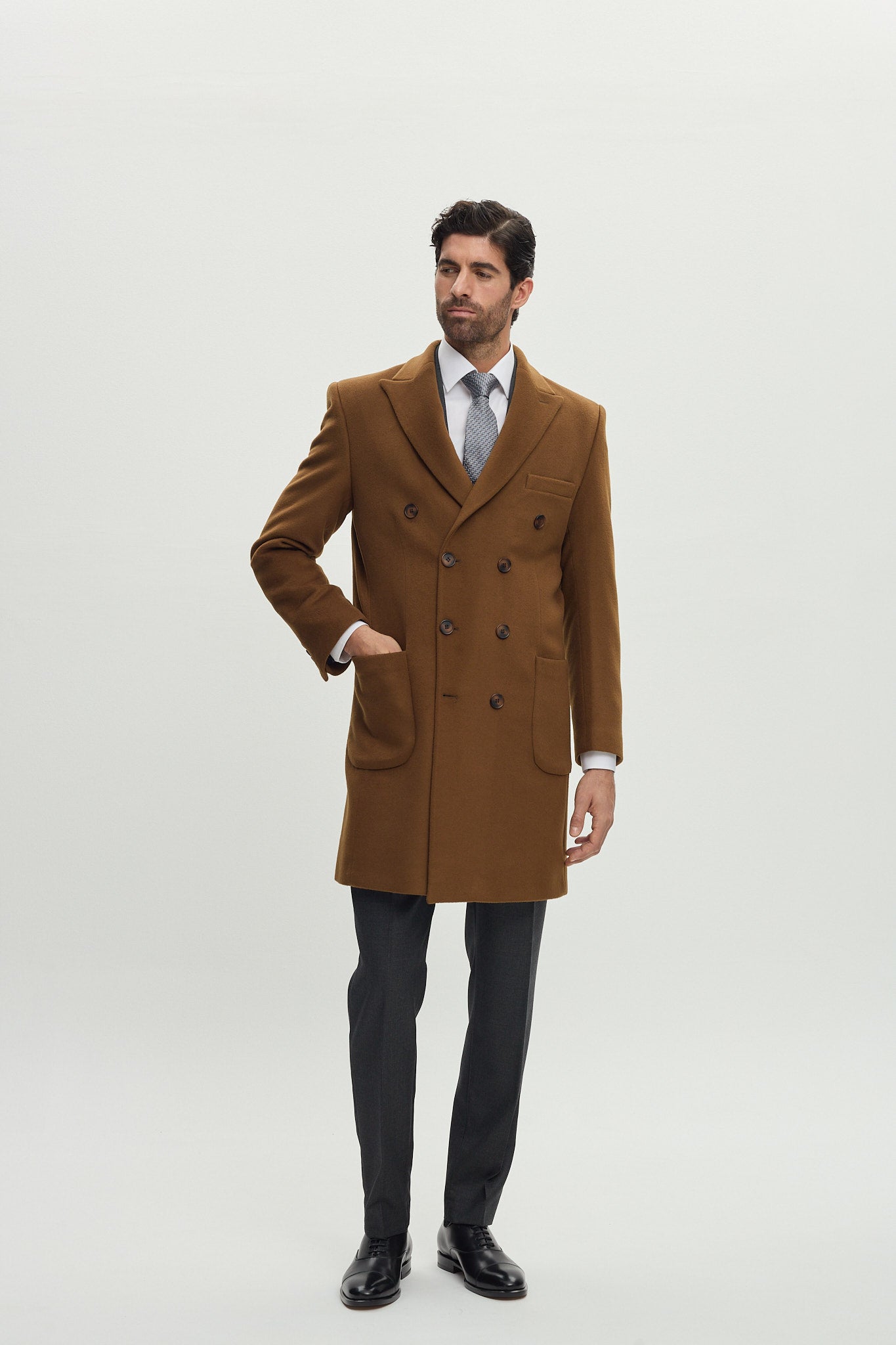 Wool & Cashmere Coat Camel Double Breasted