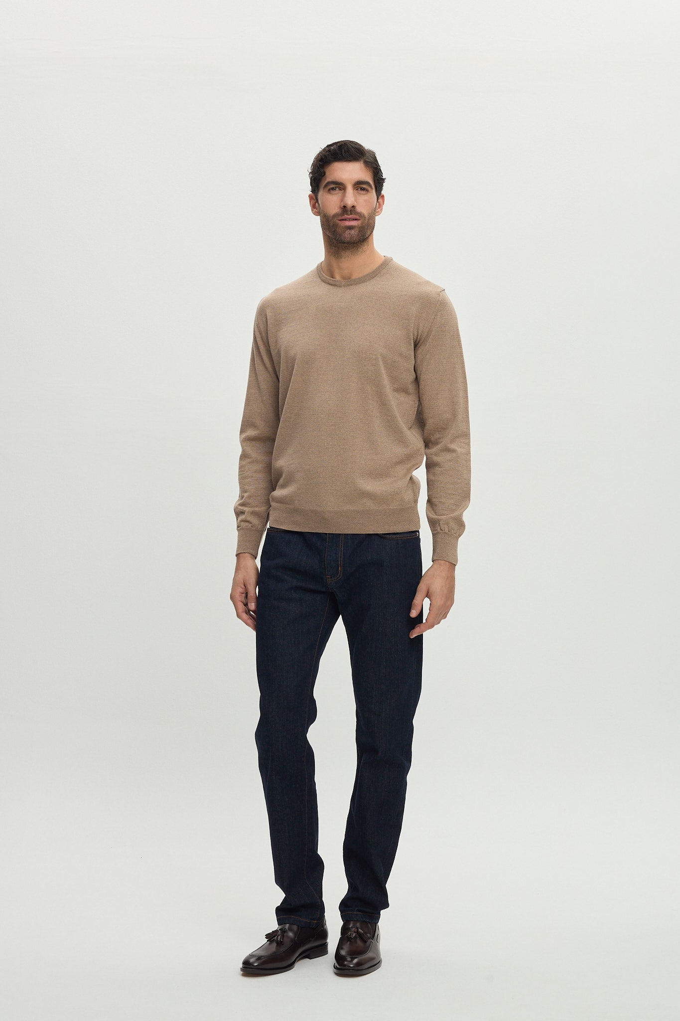 CREW NECK BROWN CASHWOOL KNITWEAR
