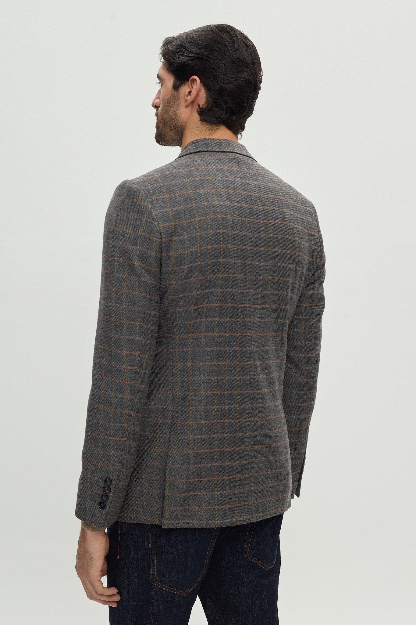 BROWN PLAID WOOL TAILORING JACKET