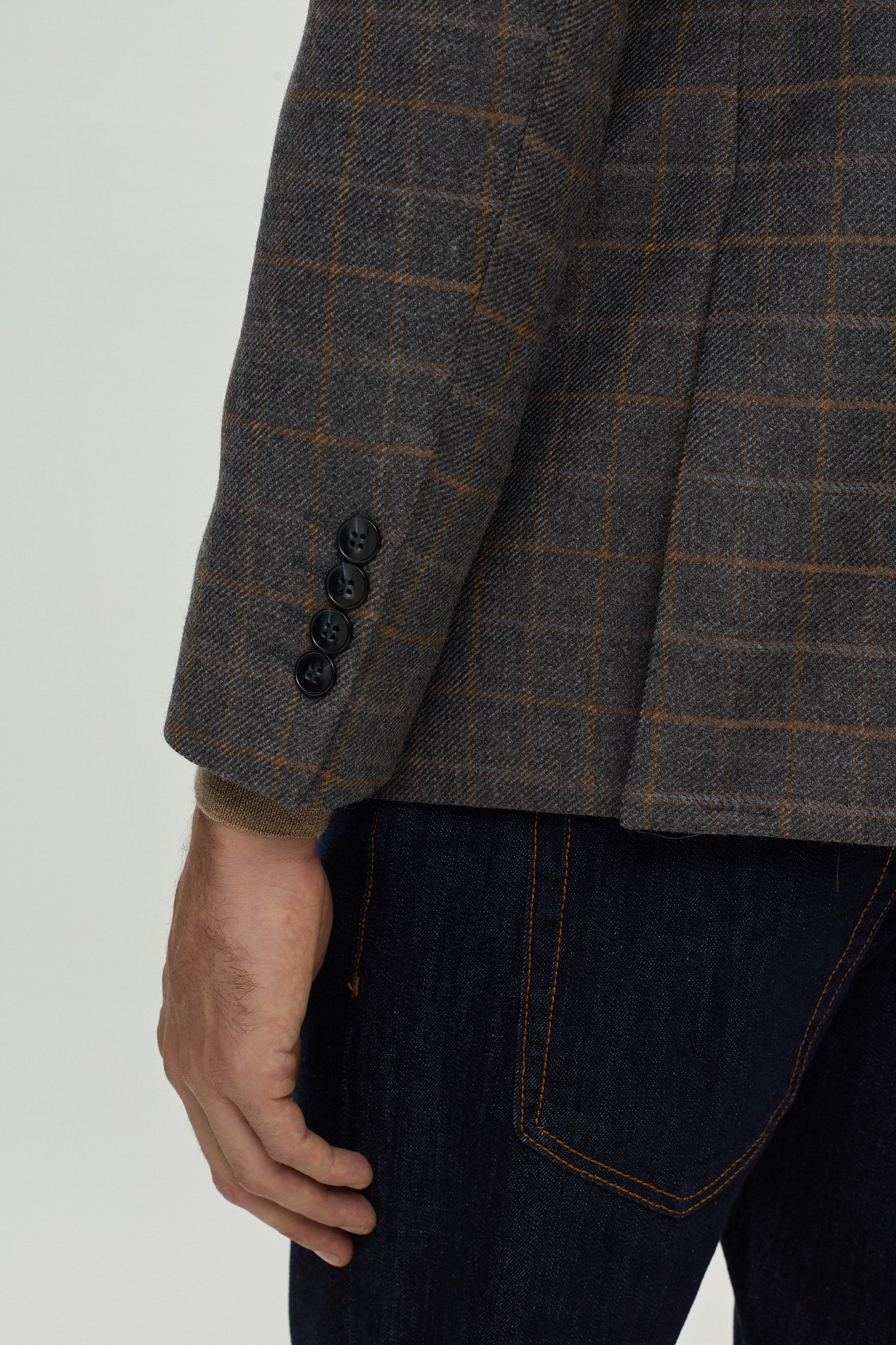 BROWN PLAID WOOL TAILORING JACKET
