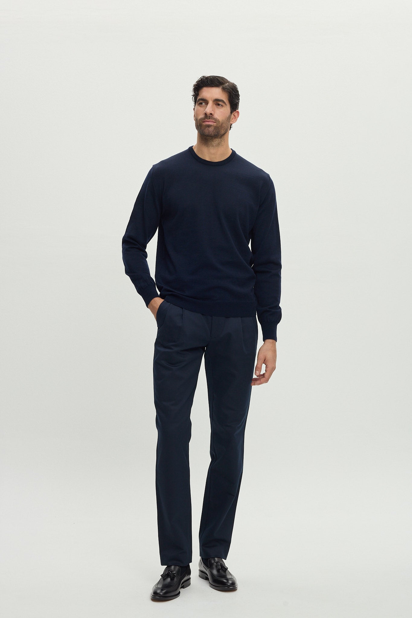 CREW NECK BLUE CASHWOOL KNITWEAR