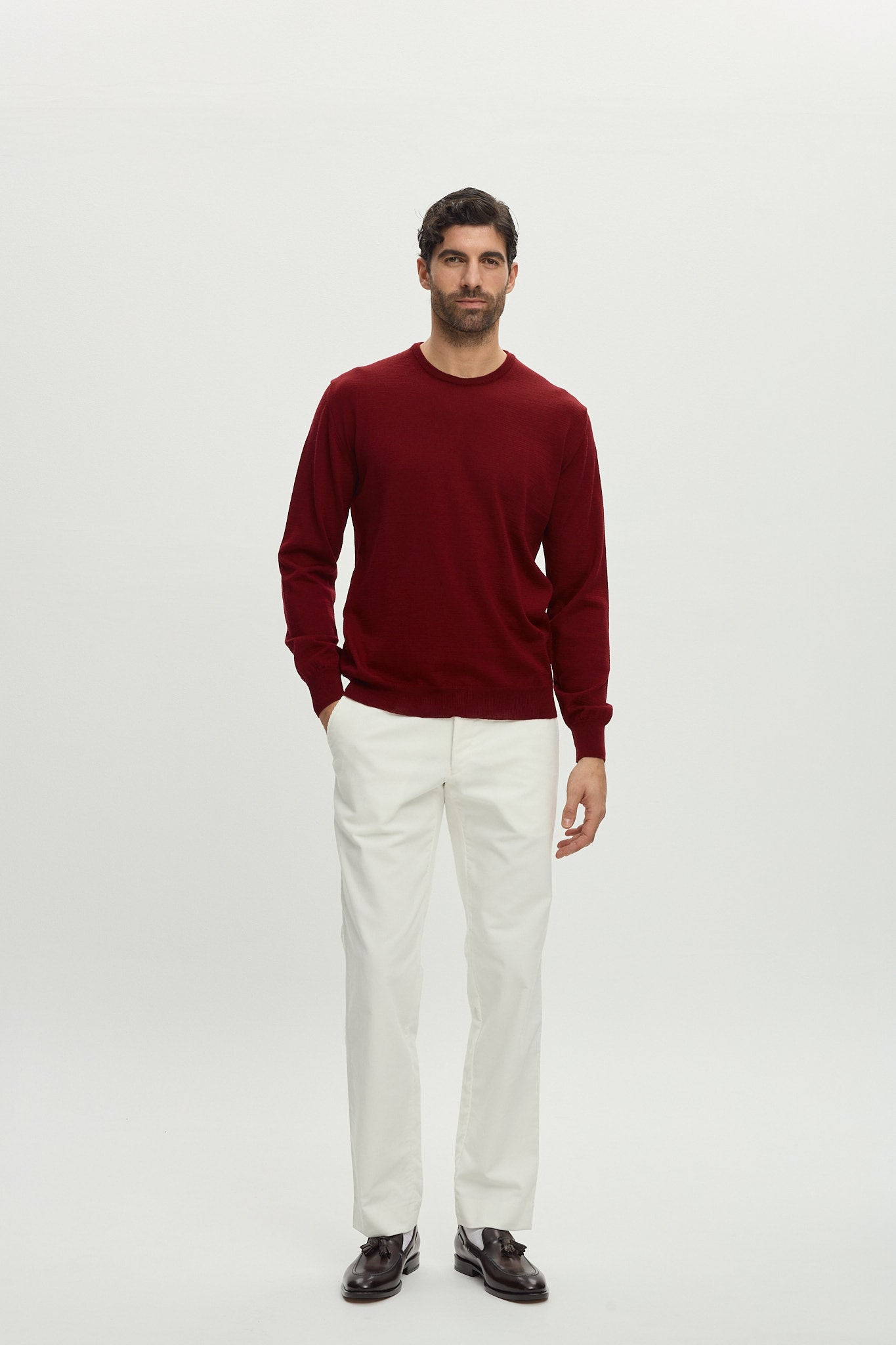 CREW NECK RED CASHWOOL KNITWEAR