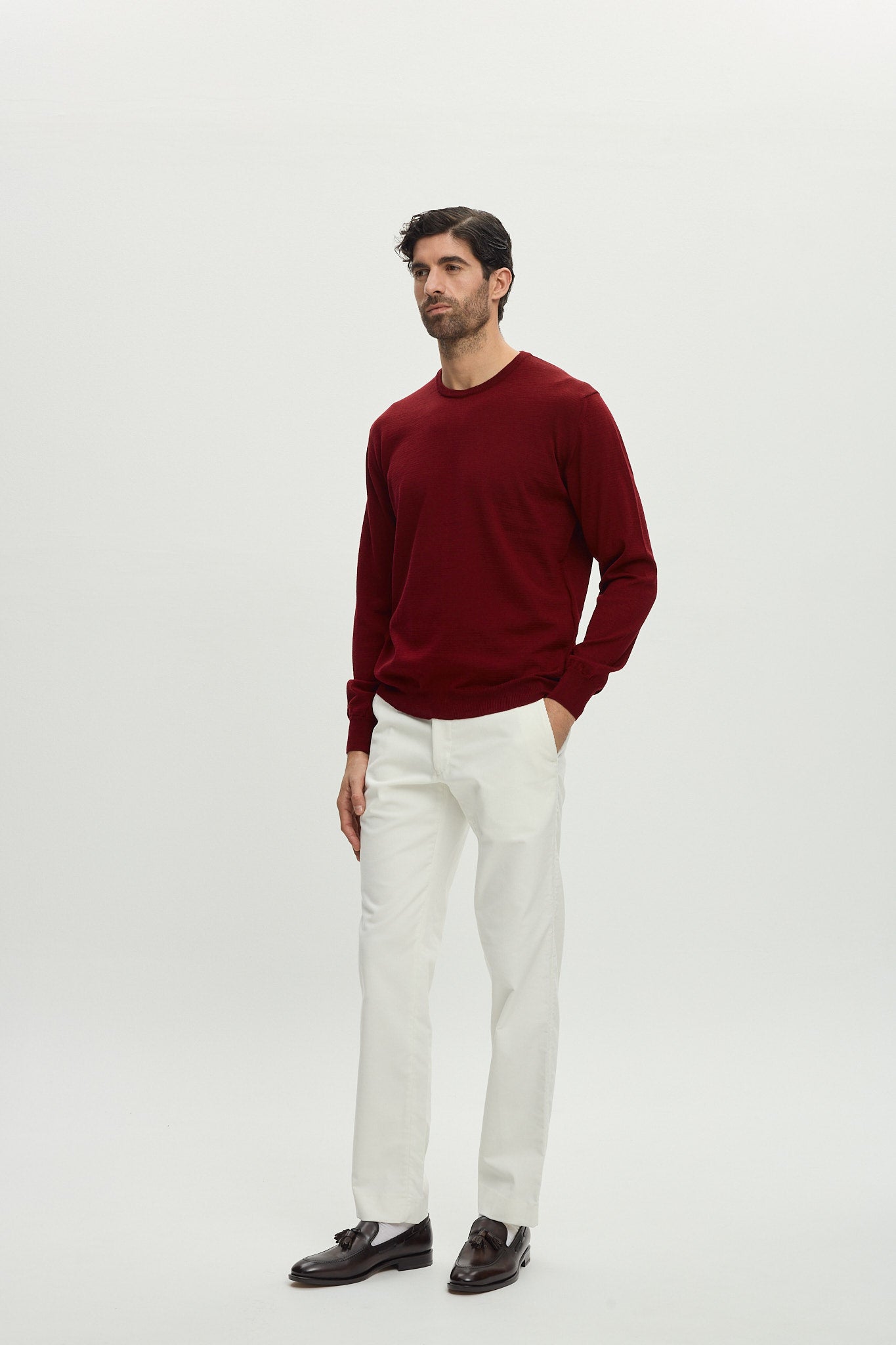 CREW NECK RED CASHWOOL KNITWEAR