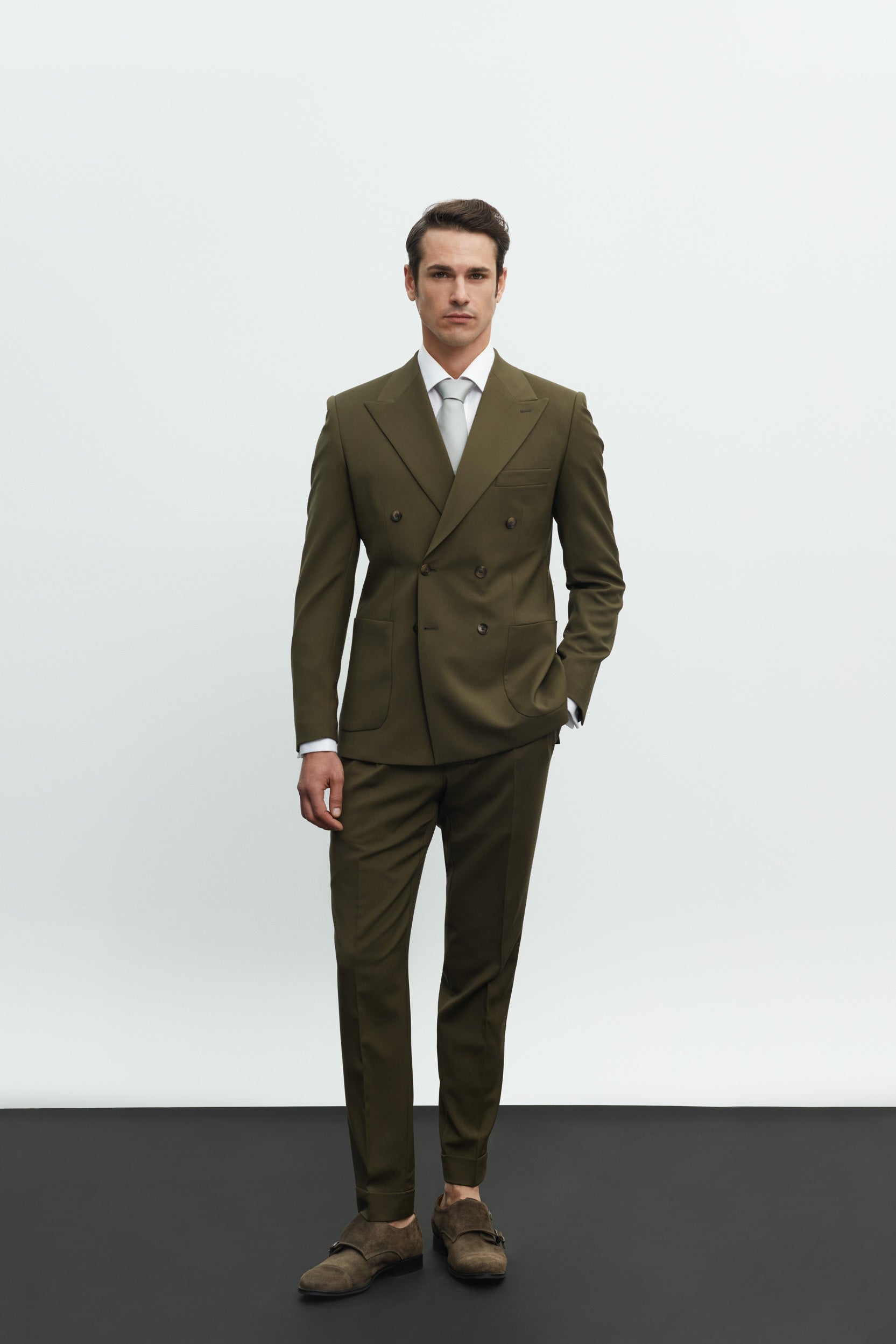 Olive Double Breasted Suit