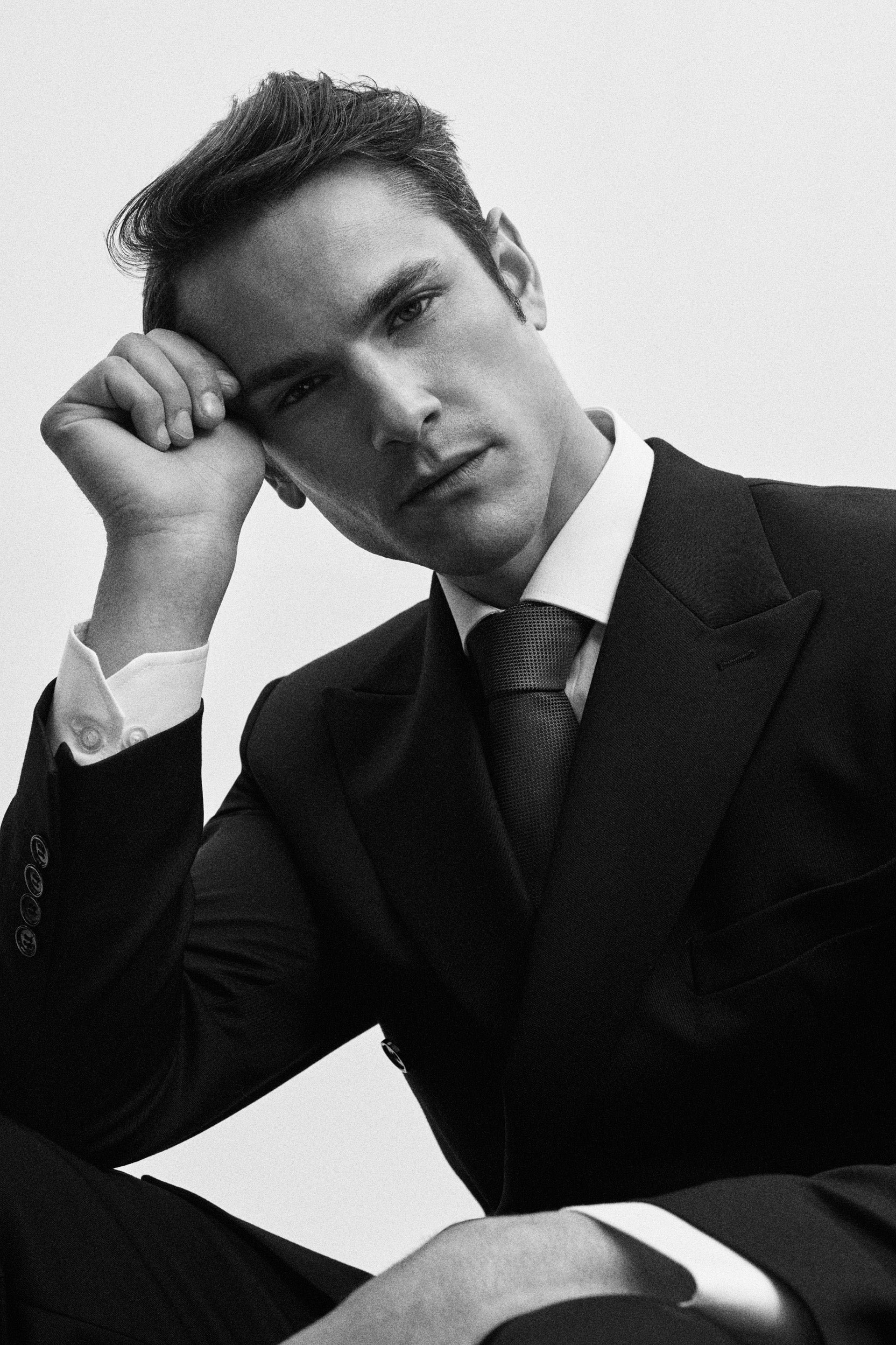 Black Wool Peak Lapel Suit