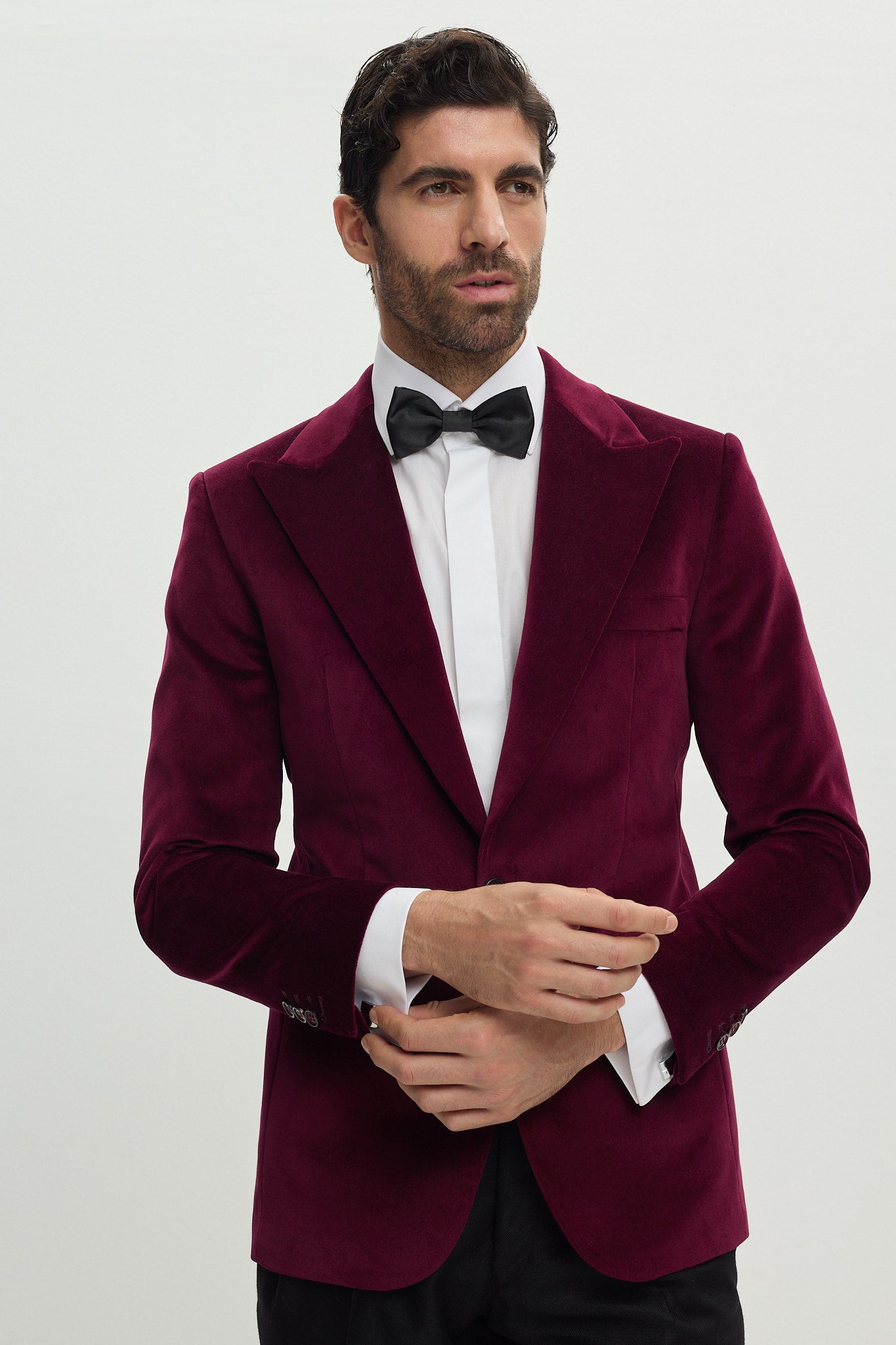 VELVET RED TUXEDO JACKET