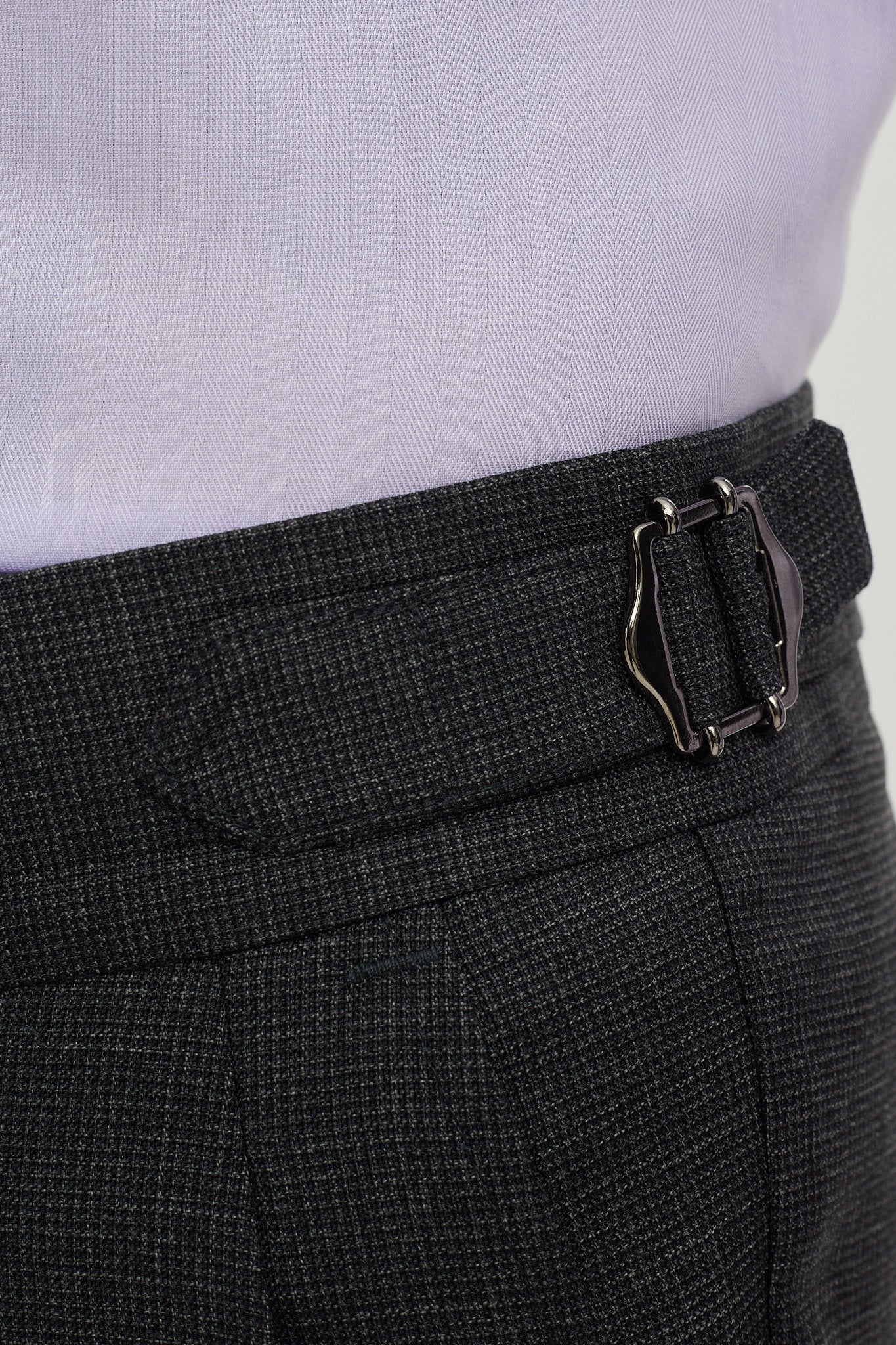 Grey Micropattern Single Breasted Peak Lapel Suit