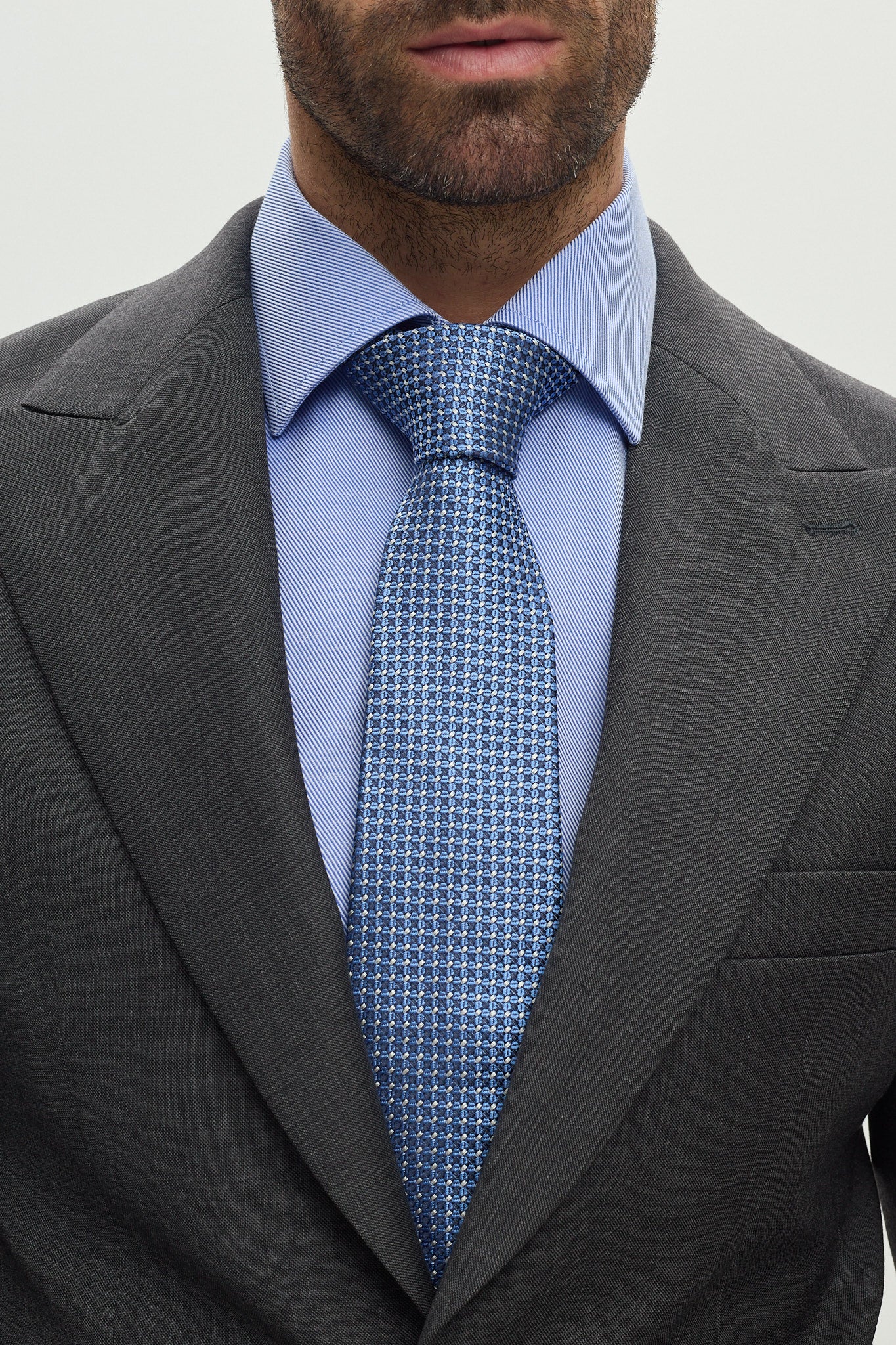 LIGHT BLUE DIAGONAL COTTON SHIRT