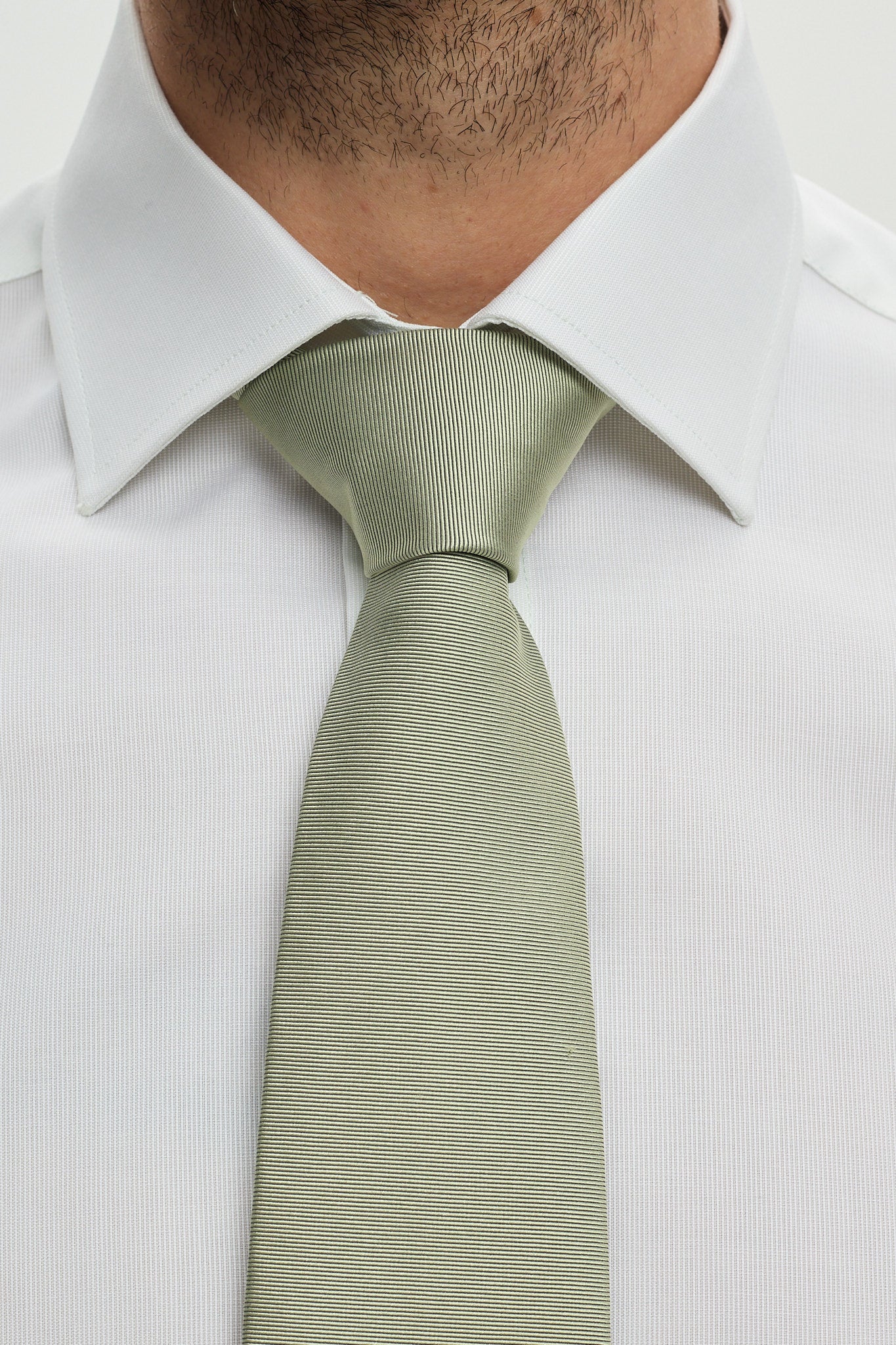 WHITE GREEN COTTON SHIRT WITH FRENCH CUFFS