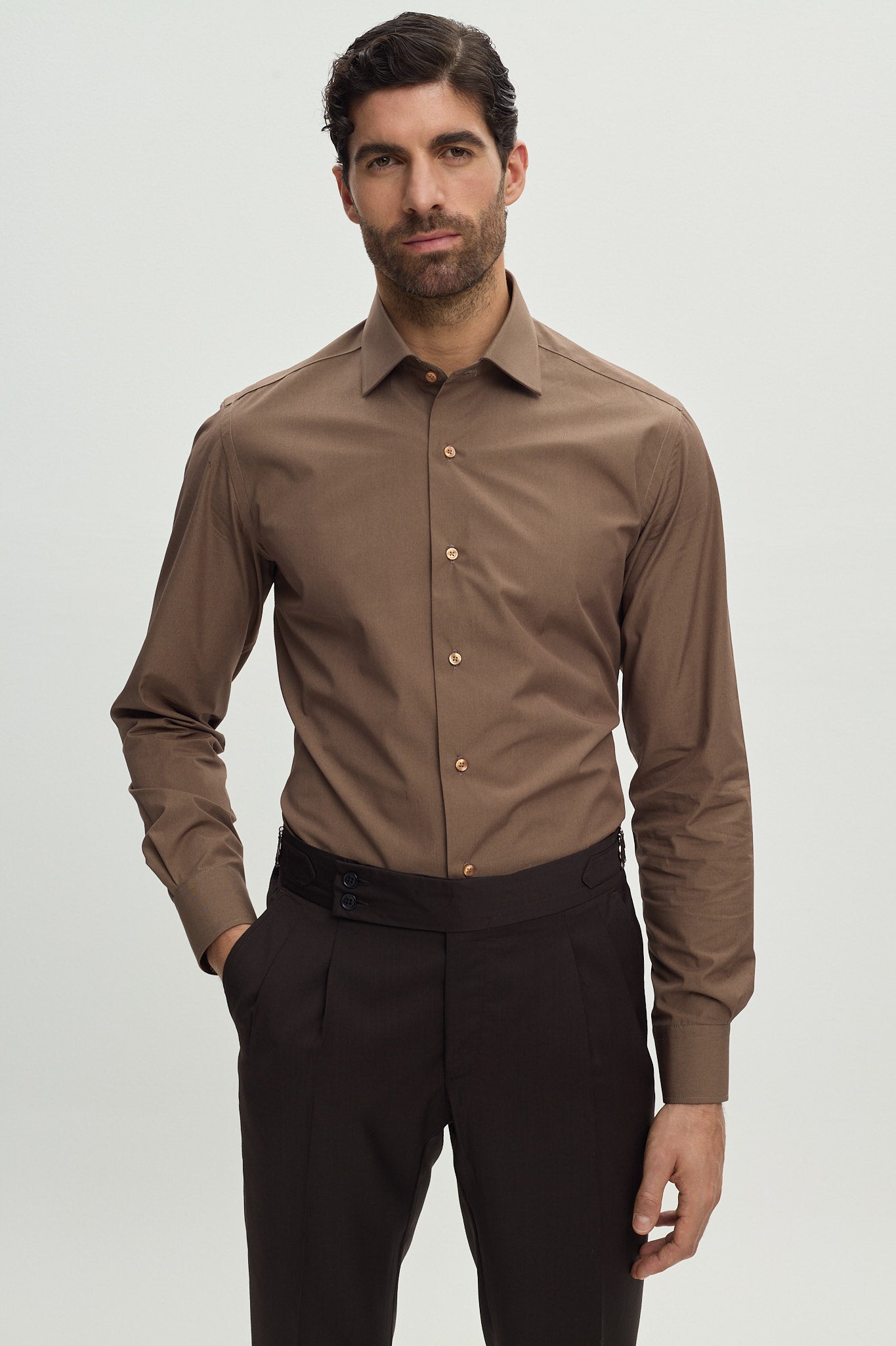 BROWN COTTON SHIRT