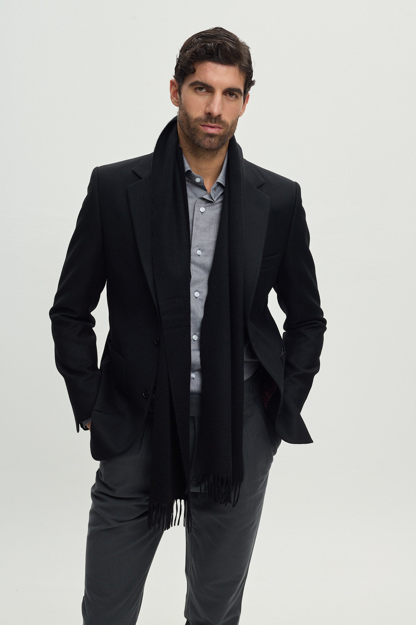 BLACK WOOL TAILORING JACKET
