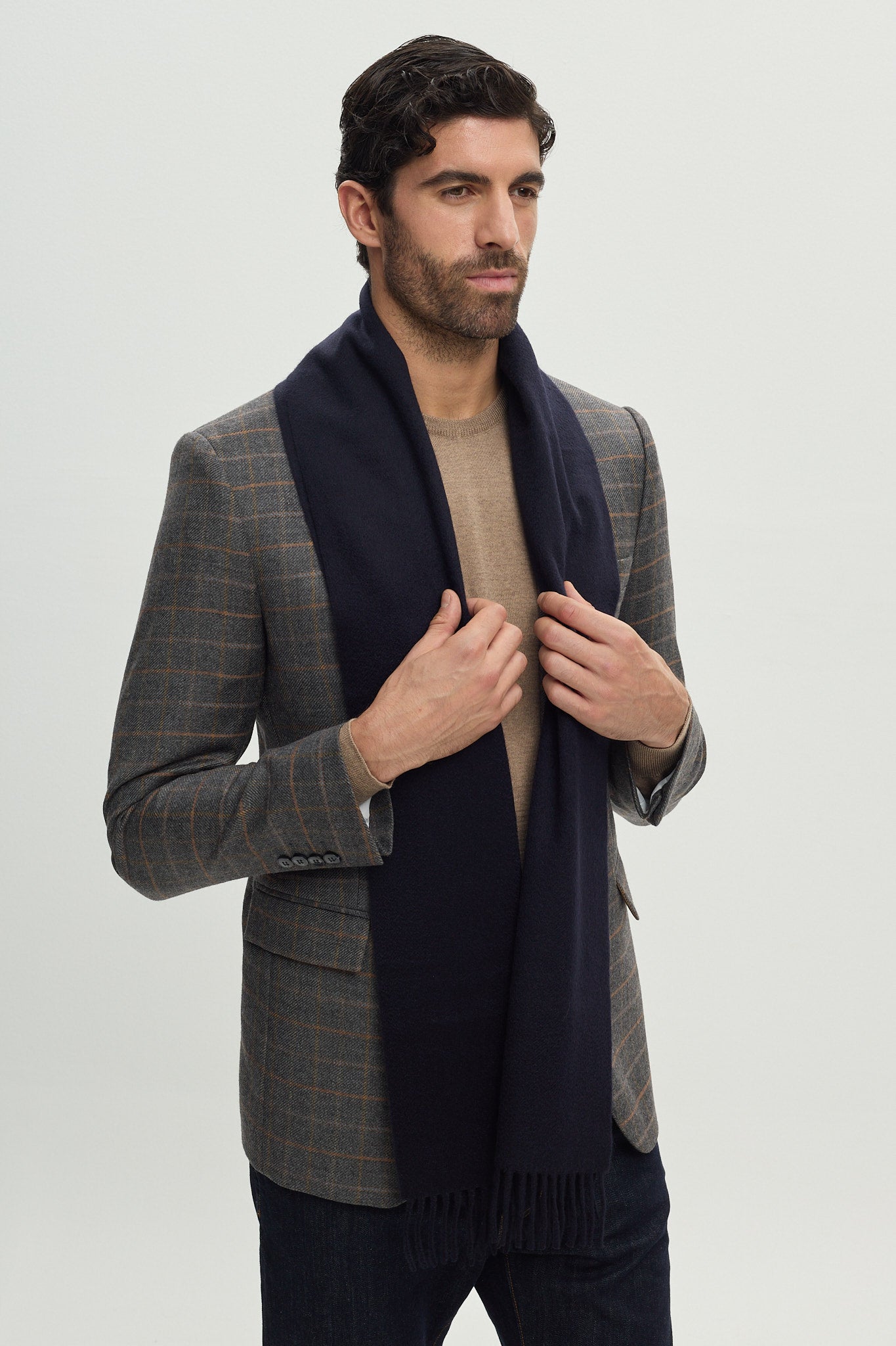 BROWN PLAID WOOL TAILORING JACKET