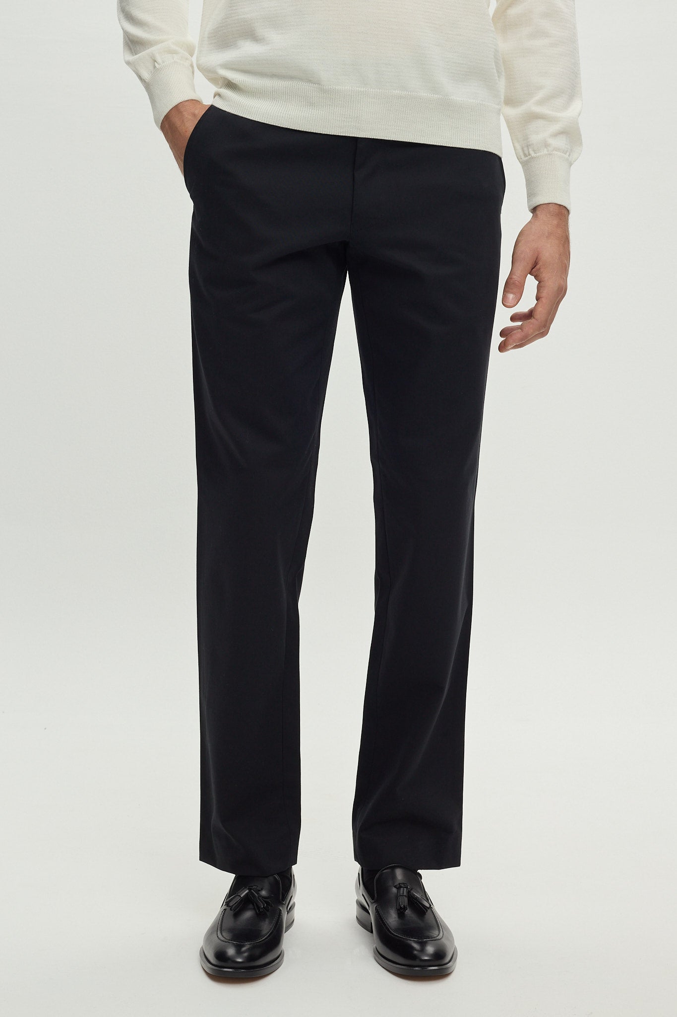 BLACK COTTON TROUSERS SIDE ADJUSTERS