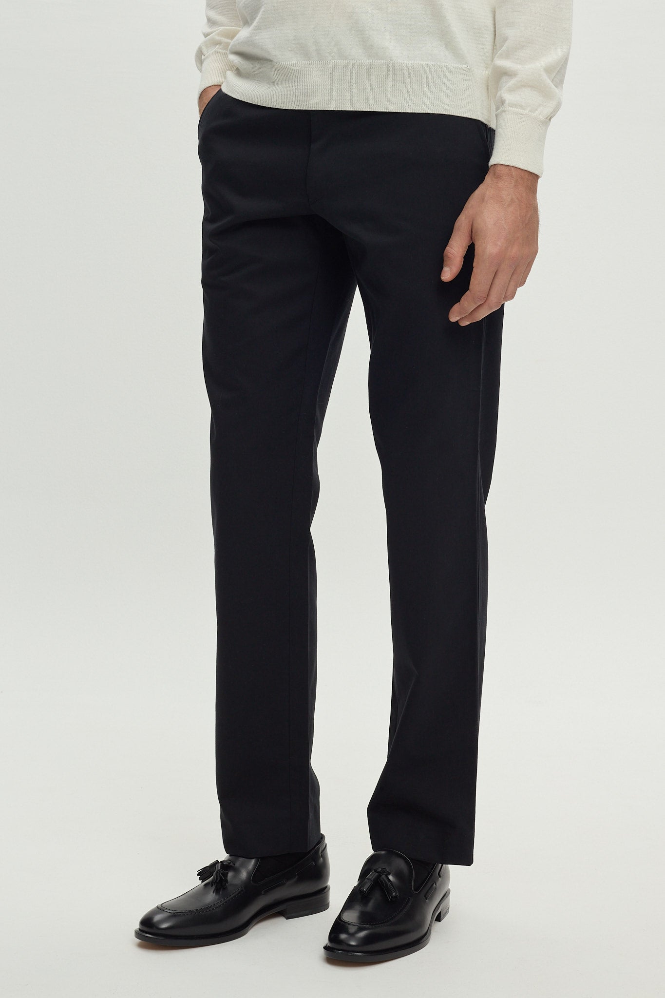 BLACK COTTON TROUSERS SIDE ADJUSTERS